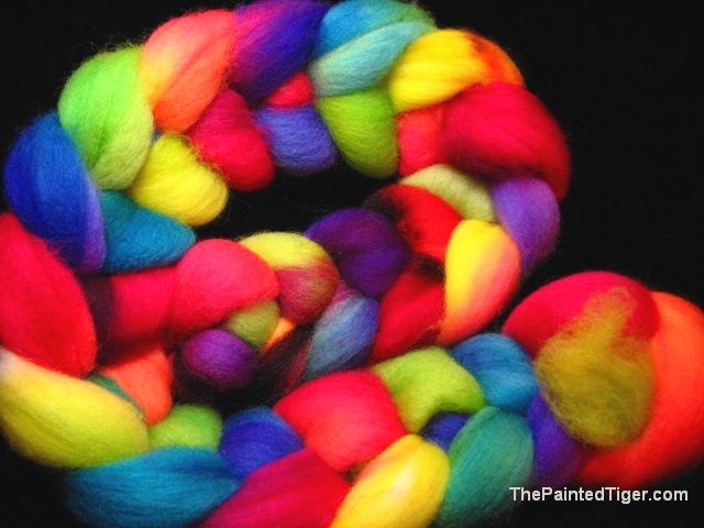 Tropical Rainbow Hand Dyed Falkland Wool
